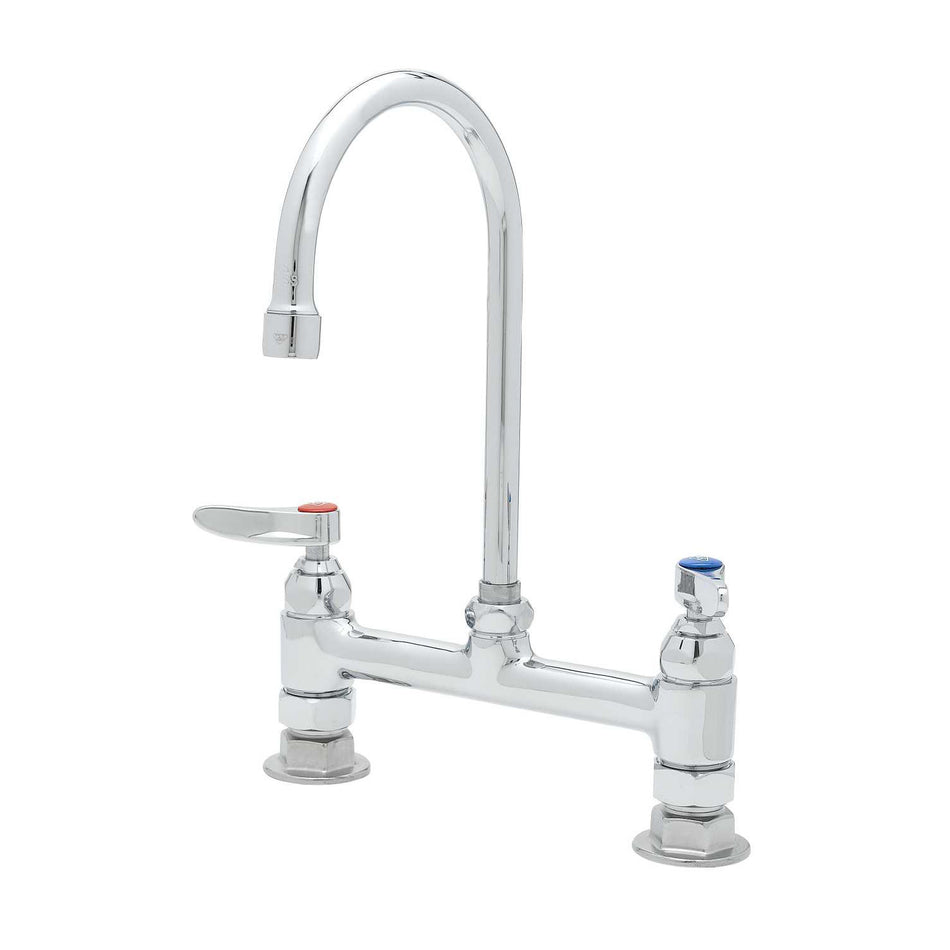T&S B-0320 Deck Mount Faucet - 5 3/4" Gooseneck Spout, 8" Centers