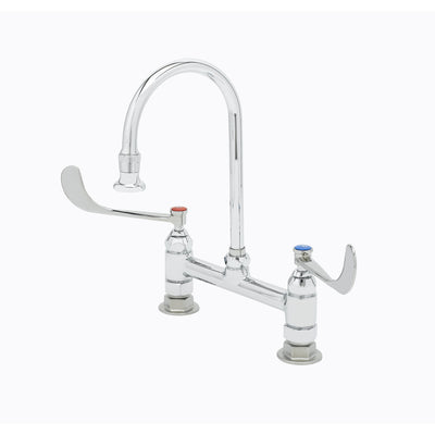 T&S Brass B-0322 Medical Faucet - 8" Deck Mount & 6" Wrist handles