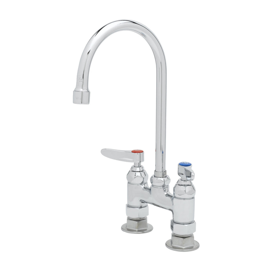 Double Pantry Faucet, 4" Deck Mount, Eternas, Swivel Gooseneck, 2.2 gpm Aerator