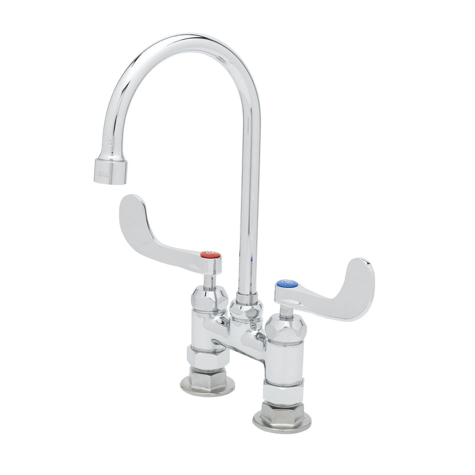 4" c/c Double Pantry Faucet, Swivel Gooseneck, 4" Handles, Cerama Cartridges