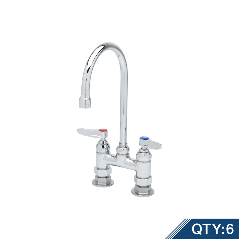 Double Pantry Faucet, Deck Mount, 4" Centers, Swivel Gooseneck (Qty. 6)