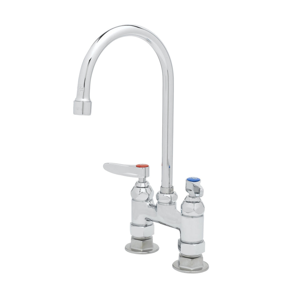 4" c/c Pantry Faucet, Deck Mount, Swivel Gooseneck, Lever Handles & B-0425 Supply Kit