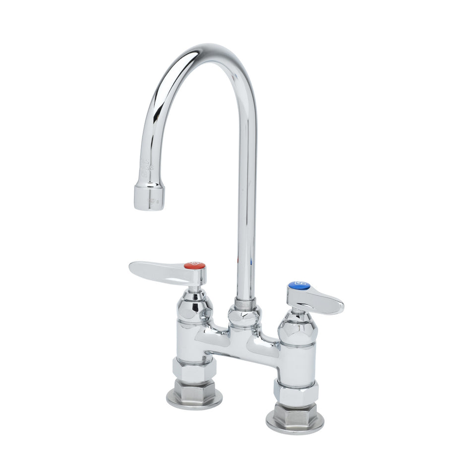 Double Pantry Faucet, Deck Mount, 4" Centers, Swivel Gooseneck