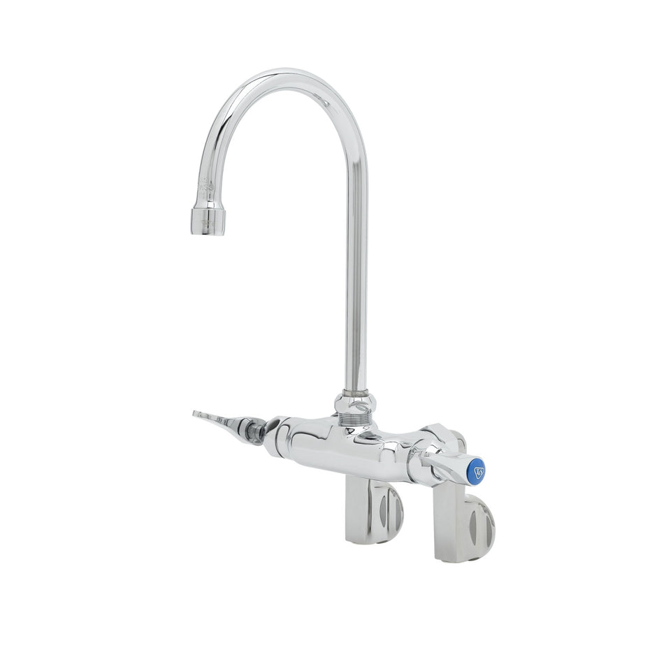 T&S B-0340 Splash Mount Faucet - 5 1/2" Gooseneck Spout, Adjustable Centers
