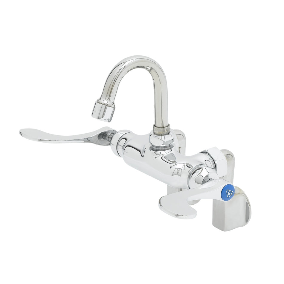 Wall Mount Double Pantry Fct, Adj Centers, 131X Swivel/Rigid Gooseneck, 4" WA Handles