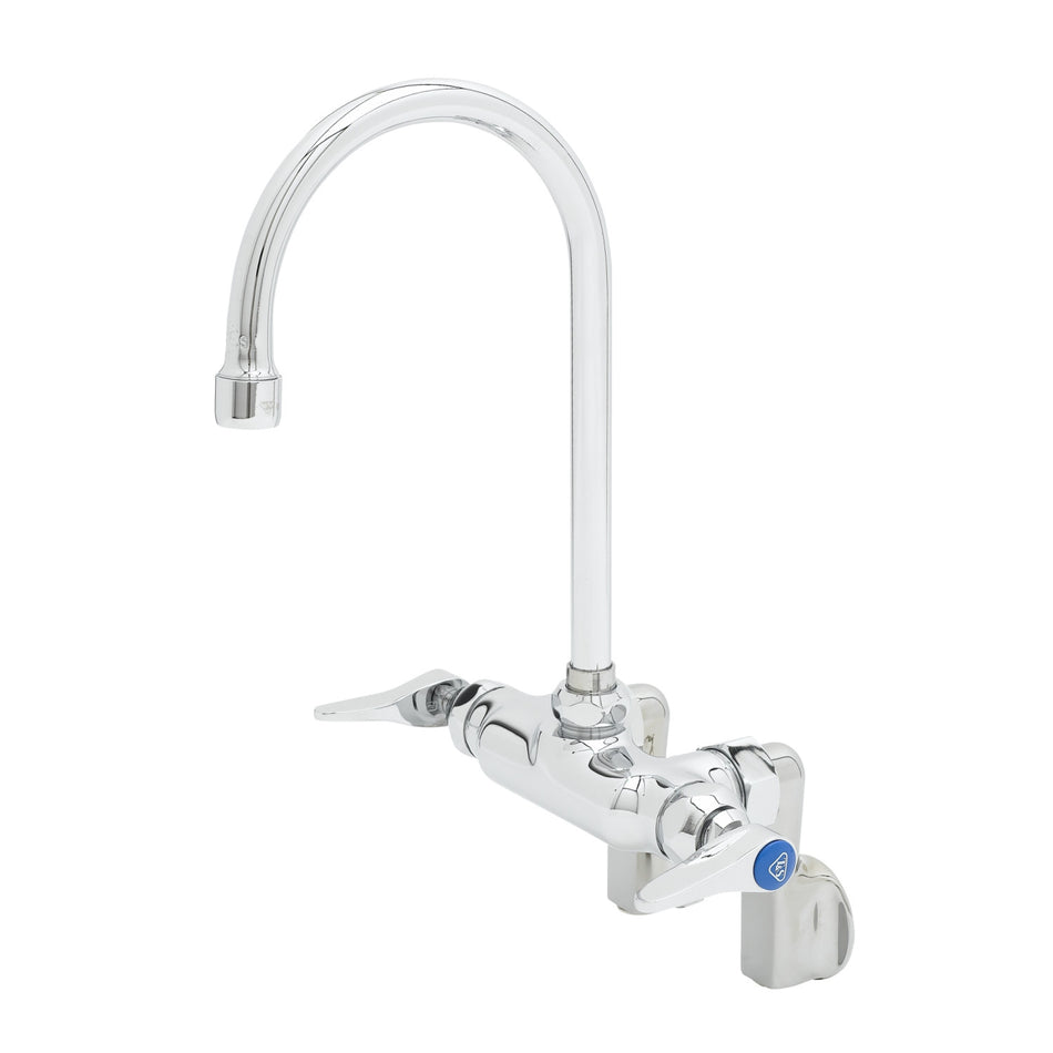 T&S B-0341 Splash Mount Faucet - 5 11/16" Swivel Gooseneck Spout, Adjustable Centers