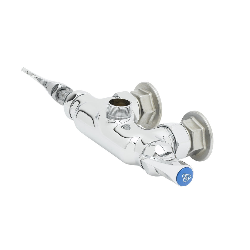 Double Pantry Swivel Outlet Faucet, Wall-Mount, 3-3/8" Centers, Lever Handles, Less Nozzle