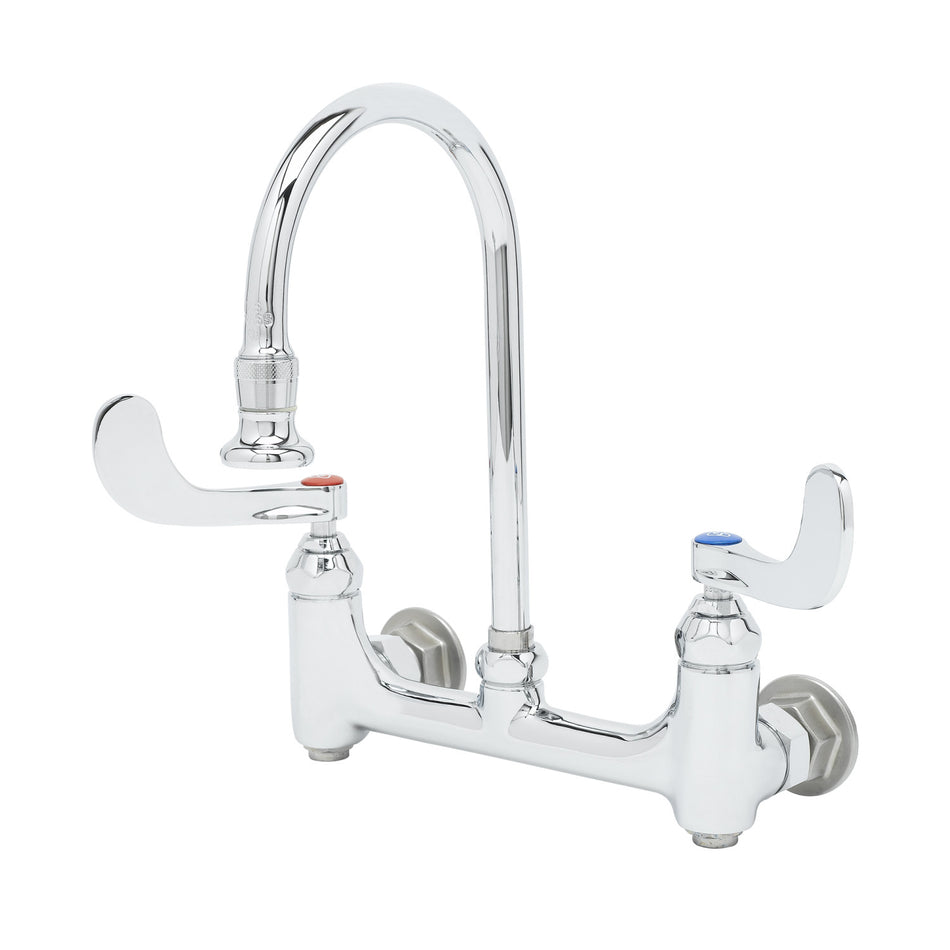 Medical Faucet, Wall Mount, 8" Centers, Swivel/Rigid GN, 2.2 GPM Rosespray, Built-In Stops