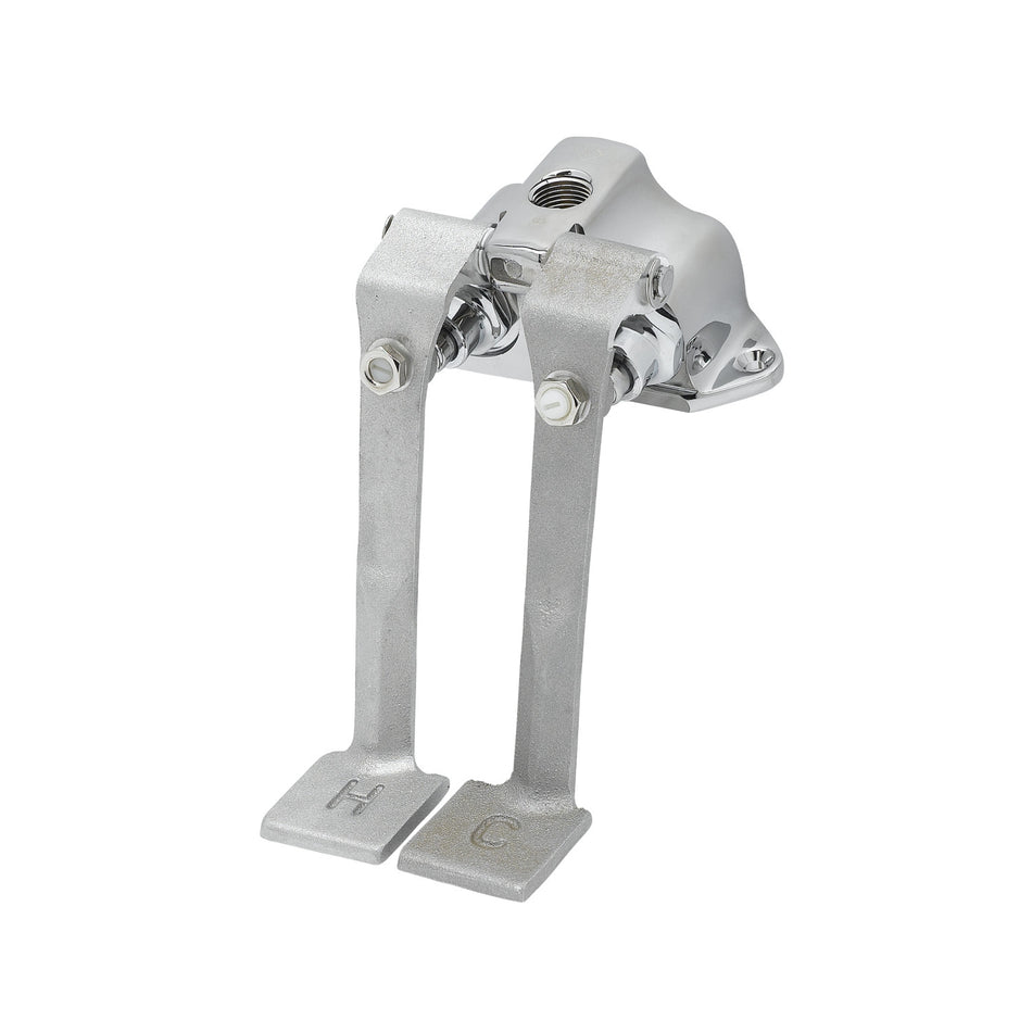 T&S B-0505 Double Pedal Valve, Ledge Mounted, Rough Chrome Plated, 2 1/2 Centers