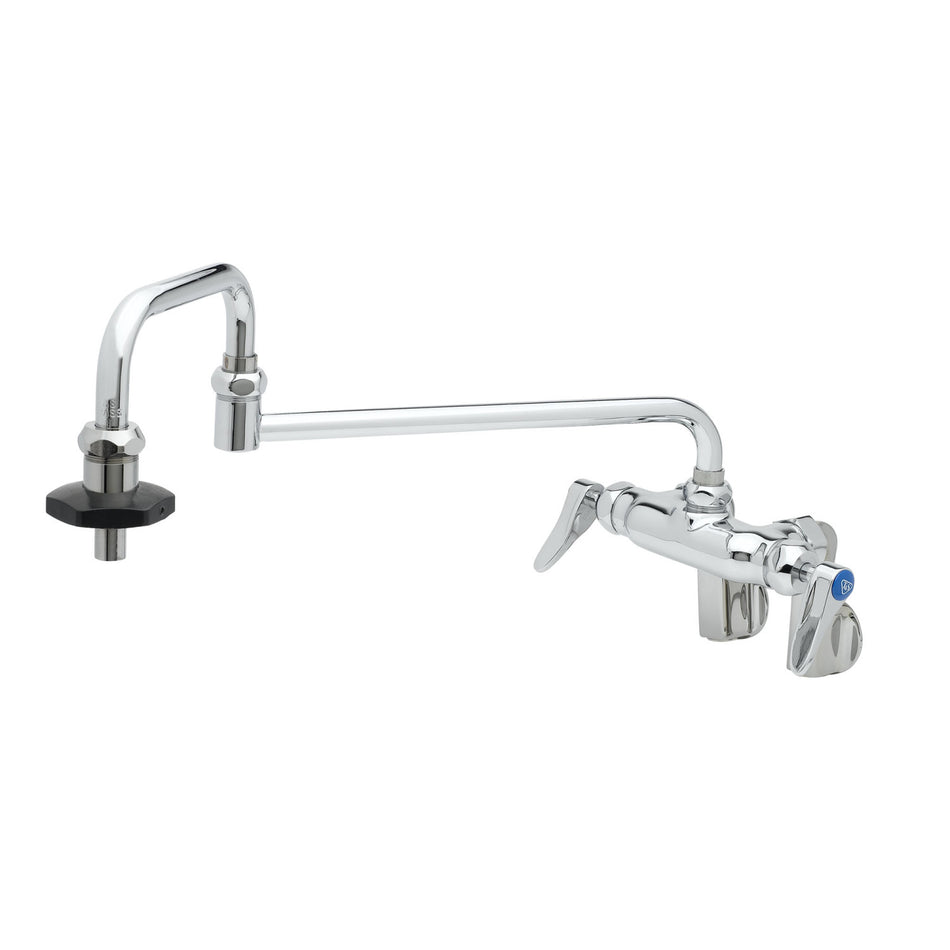 Double Pantry Faucet, Wall Mount, Adjustable Centers, 18" Double-Joint Swing Nozzle, Insulated On-Off Outlet
