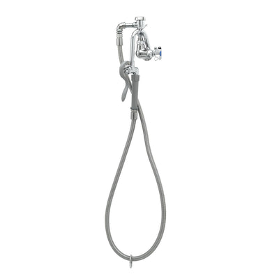T&S Brass B-0605 Pot Filler Faucet - Wall Mount with 68 Inch Flex Hose Vacuum Breaker Hook