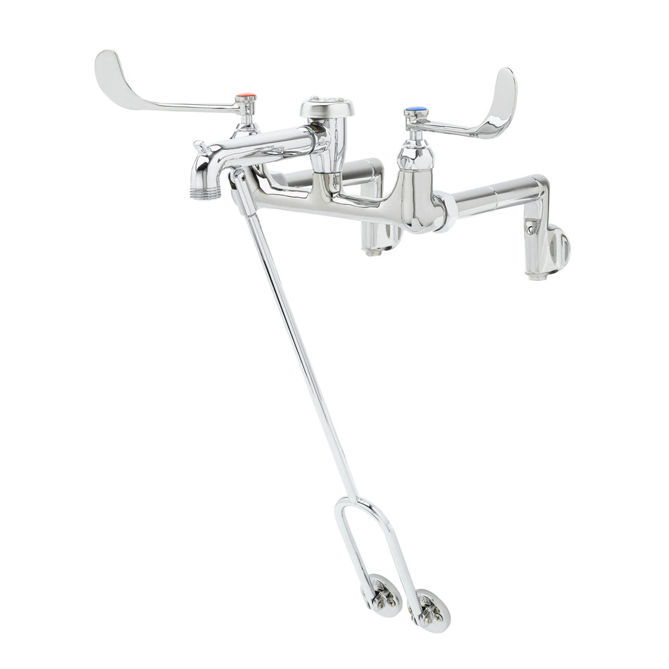 Service Sink Faucet, Wall Mount, Adj.Centers,Built-In Stops,Vacuum Breaker,Spring Checks