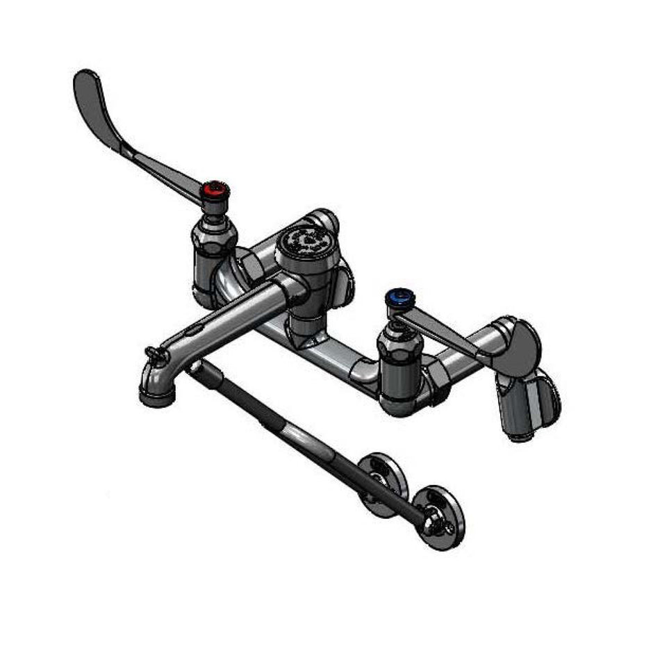 Service Sink Faucet, 8" Centers, Vacuum Breaker, Adjustable Arms, Integral Stops, Brace & 6" Wrist-Action Handles