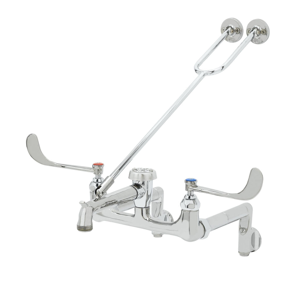 Service Sink Faucet, 8" Centers, Vac. Breaker, Adjustable Arms, Integral Stops, Top Brace