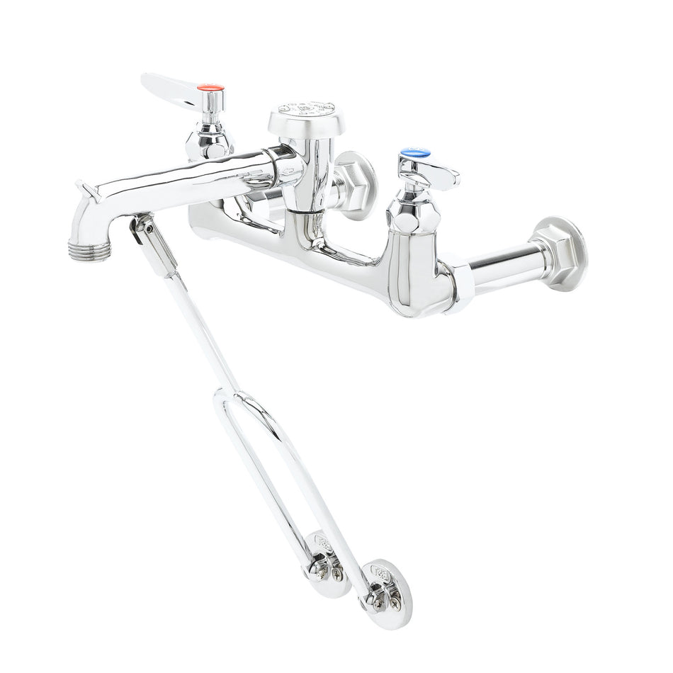 Service Sink Faucet, Wall Mount, 8" Centers, Garden Hose Outlet, Vacuum Breaker, Polished
