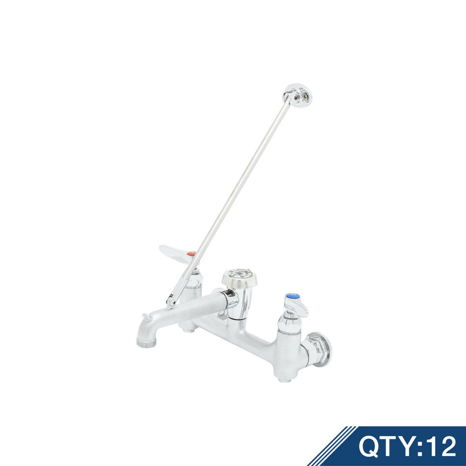 Service Sink Faucet, 8" Wall Mount, Built-In Stops, VacBreaker, Rough Finish (Qty. 12)