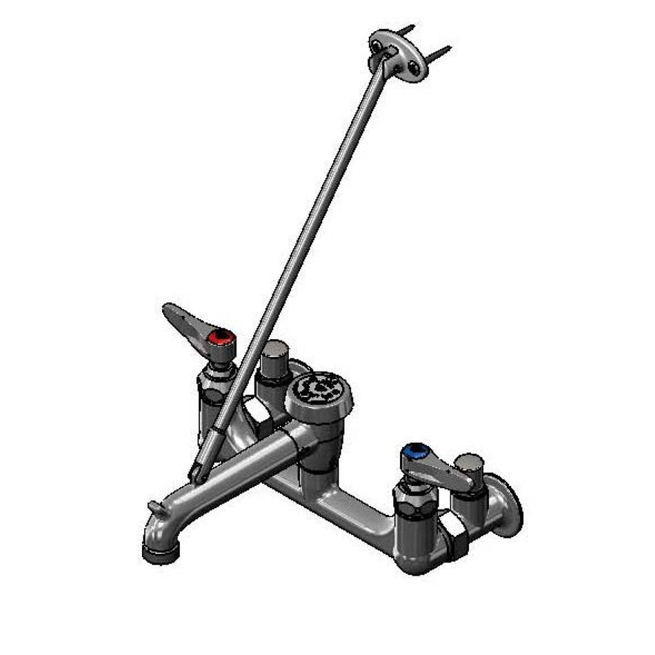 Service Sink Faucet, Wall Mount, 8" Centers, Vacuum Breaker, Integral Stops, Rough