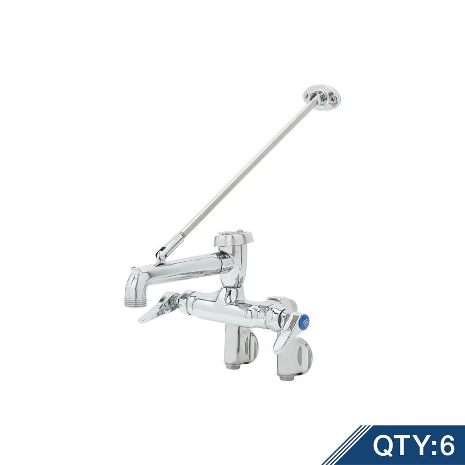 Service Sink Faucet, Wall Mount, Adjustable Centers, Vac. Breaker, Polished (Qty. 6)
