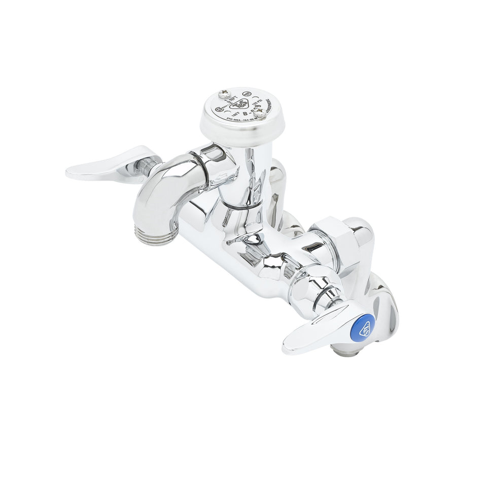 Service Sink Faucet, Wall Mount, Adjustable Center, Vac. Breaker, Integral Stop, Polished