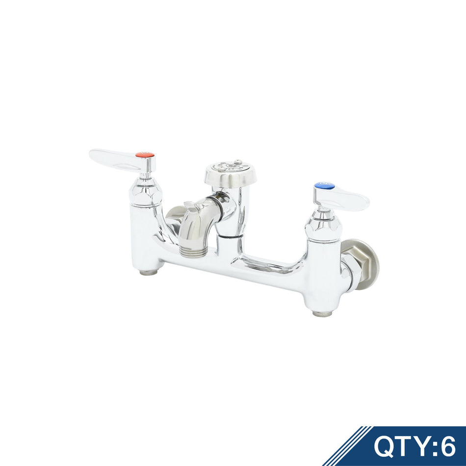 Service Sink Faucet, Wall Mount, 8" Centers, Vac. Breaker, Built-In Stops, Rough (Qty. 6)