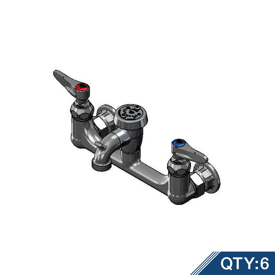 Service Sink Faucet, Wall Mount, 8" Centers, Vac. Breaker, Polished Chrome (Qty. 6)