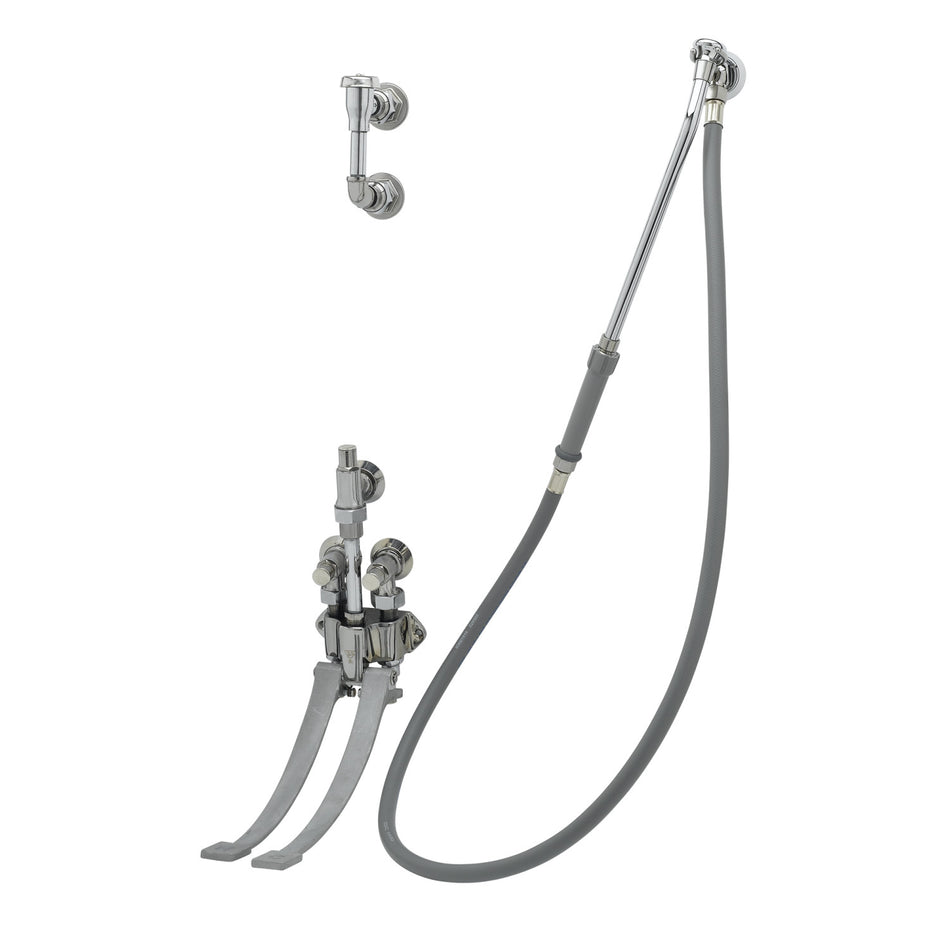 T&S Brass B-0676 Bedpan Washer - Pedal Valve & 5' PVC Hose