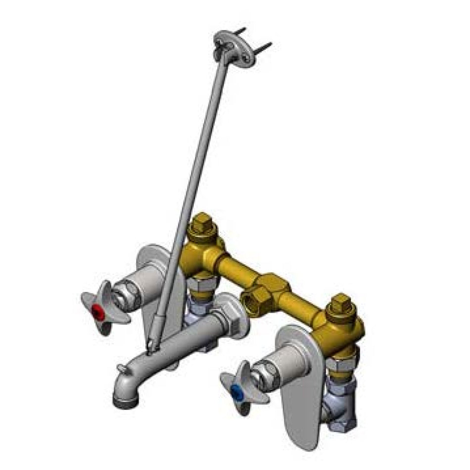 Service Sink Faucet, Concealed Mixing Valve, Integral Stops, Wall Brace, 3/4" Hose Thread