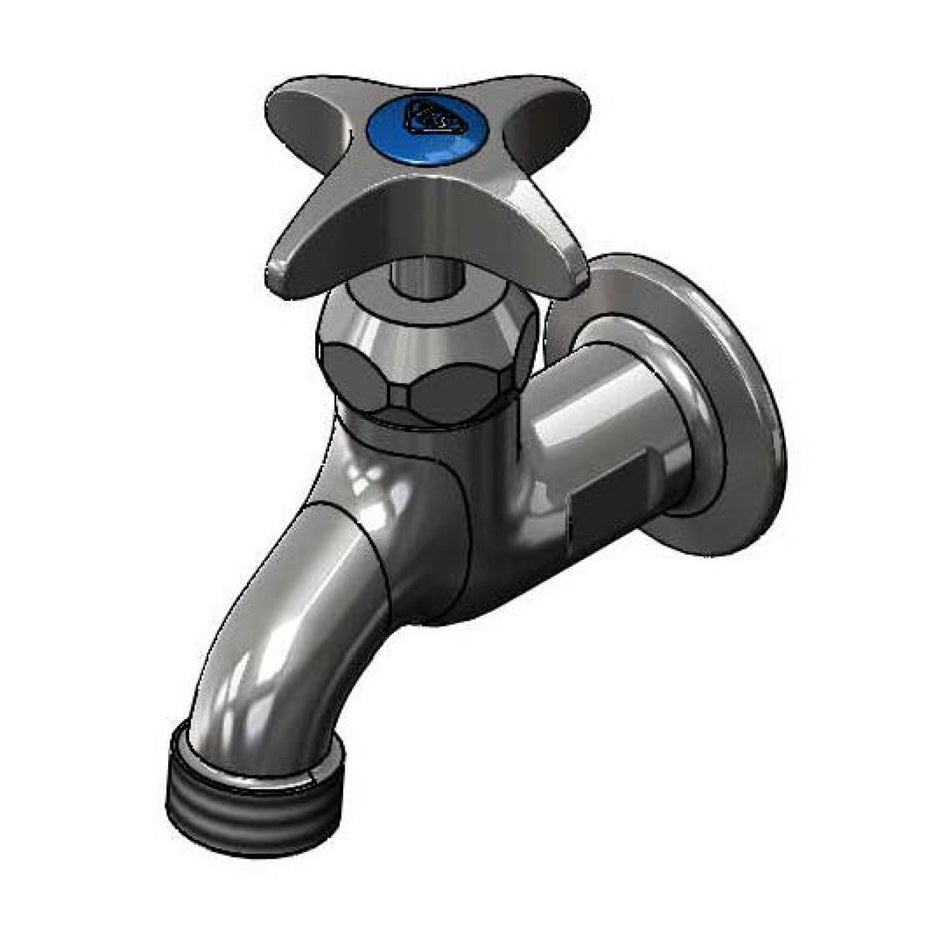 Sill Faucet, Cerama Cartridge, 4-Arm Handle, 1/2" NPT Female Inlet, 3/4" GH Male Threads