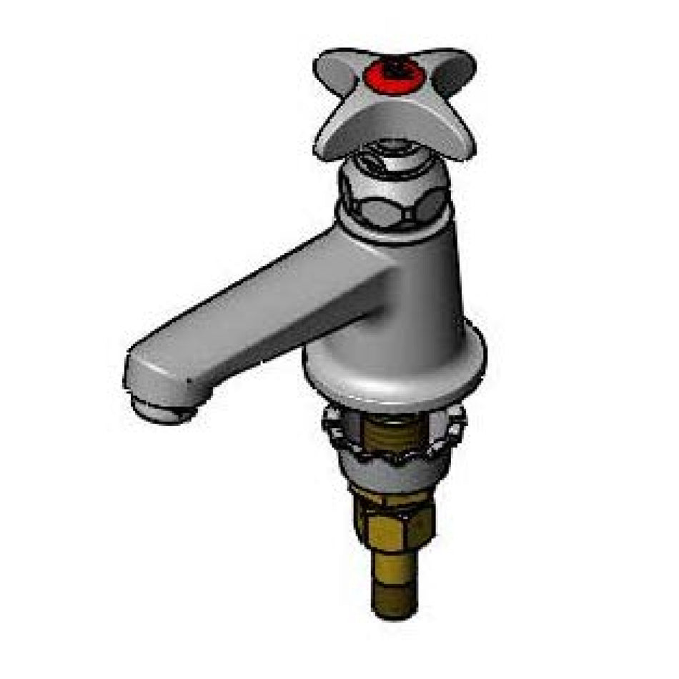 Sill Faucet, 1/2" NPSM Male Inlet Shank, 2.2 gpm Aerator, 4-Arm Handle w/ Hot Index Ring