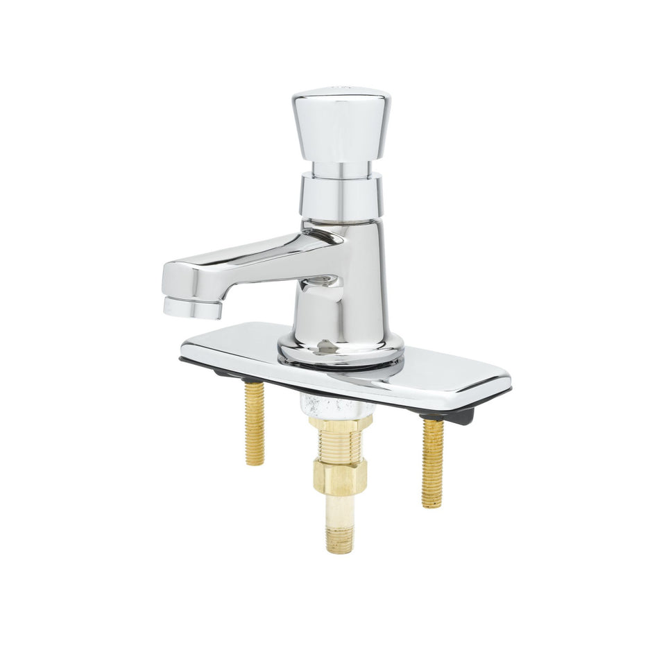 Sill Faucet, Self-Closing Push-Button, 1/2" NPSM Male Shank & Forged Deckplate