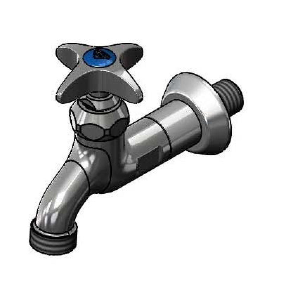 Sill Faucet, 1/2" NPT Male Inlet, 4-Arm Handle, Adjustable Flange, 3/4" Garden Hose Thread