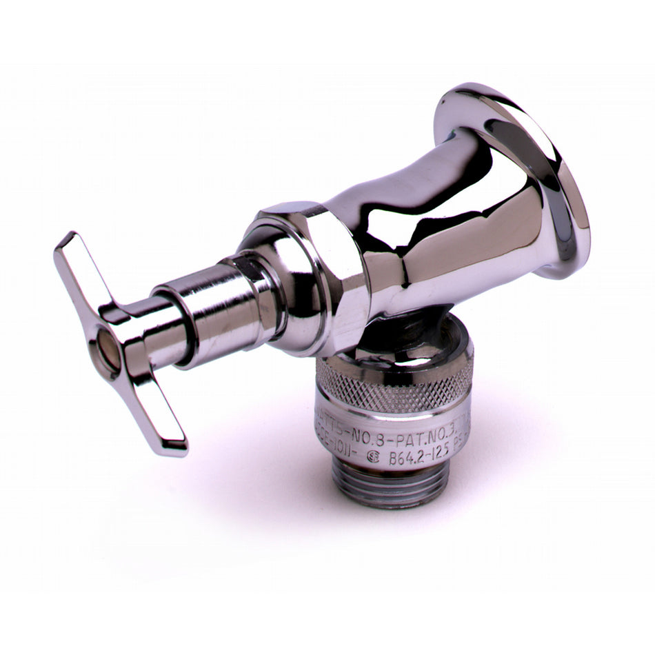 Sill Faucet, Vacuum Breaker, 1/2" NPT Female Inlet, 3/4" Hose Threads, Polished Chrome