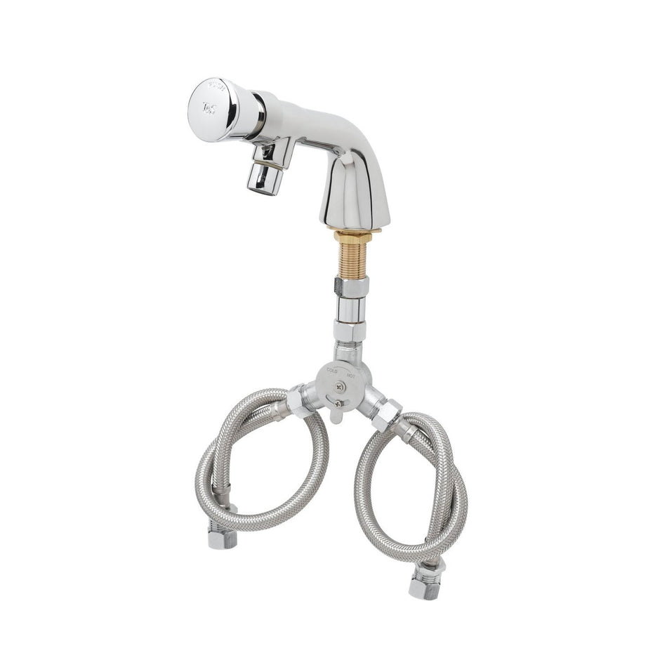 T&S B-0807-WS Mixing Faucet w/ 1 Hole, Push Button