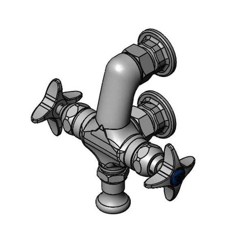Mixing Faucet, Vertical, 1/2" NPT Female Inlets, 4-Arm Handles, 2.2 GPM Rosespray