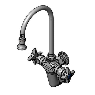 T&S Brass B-0815 Mixing Faucet - Vertical Wall Mount & 4-Arm Handles
