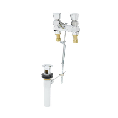 T&S Brass B-0830 Metering Faucet - 4" Centers & Pop-Up Drain