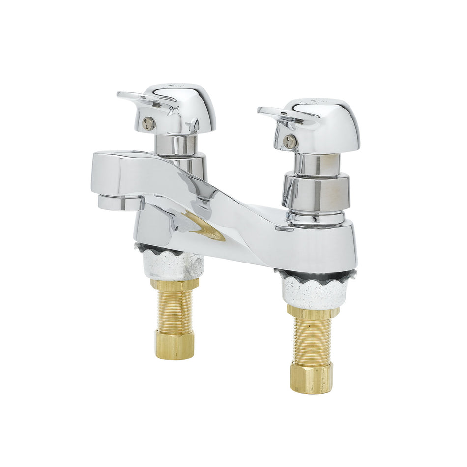 Metering Faucet, Deck Mount, 4" Centers, Pivot-Action Metering, 0.5 GPM VR Outlet Device