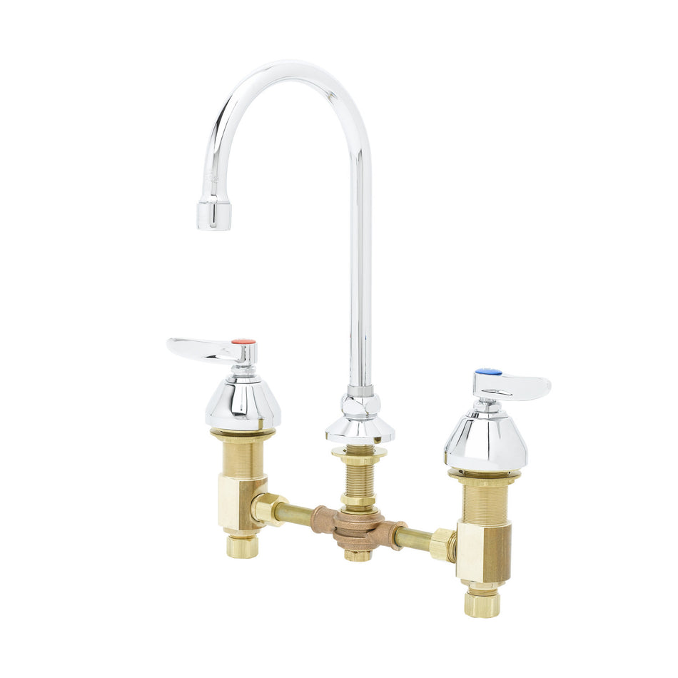 Medical Faucet, Concealed Body, Deck Mount, 8" Centers, Rigid/Swivel GN , Stream Regulator
