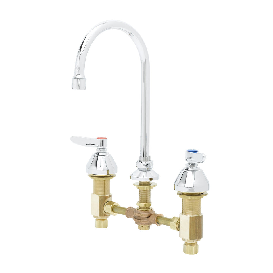 Medical Faucet, Concealed Body, Deck Mount, 8" Centers, Swivel/Rigid GN, Stream Regulator