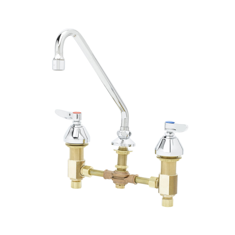 Medical Faucet, Concealed Body, Deck Mount, 8" Centers, 9" Swing Nozzle