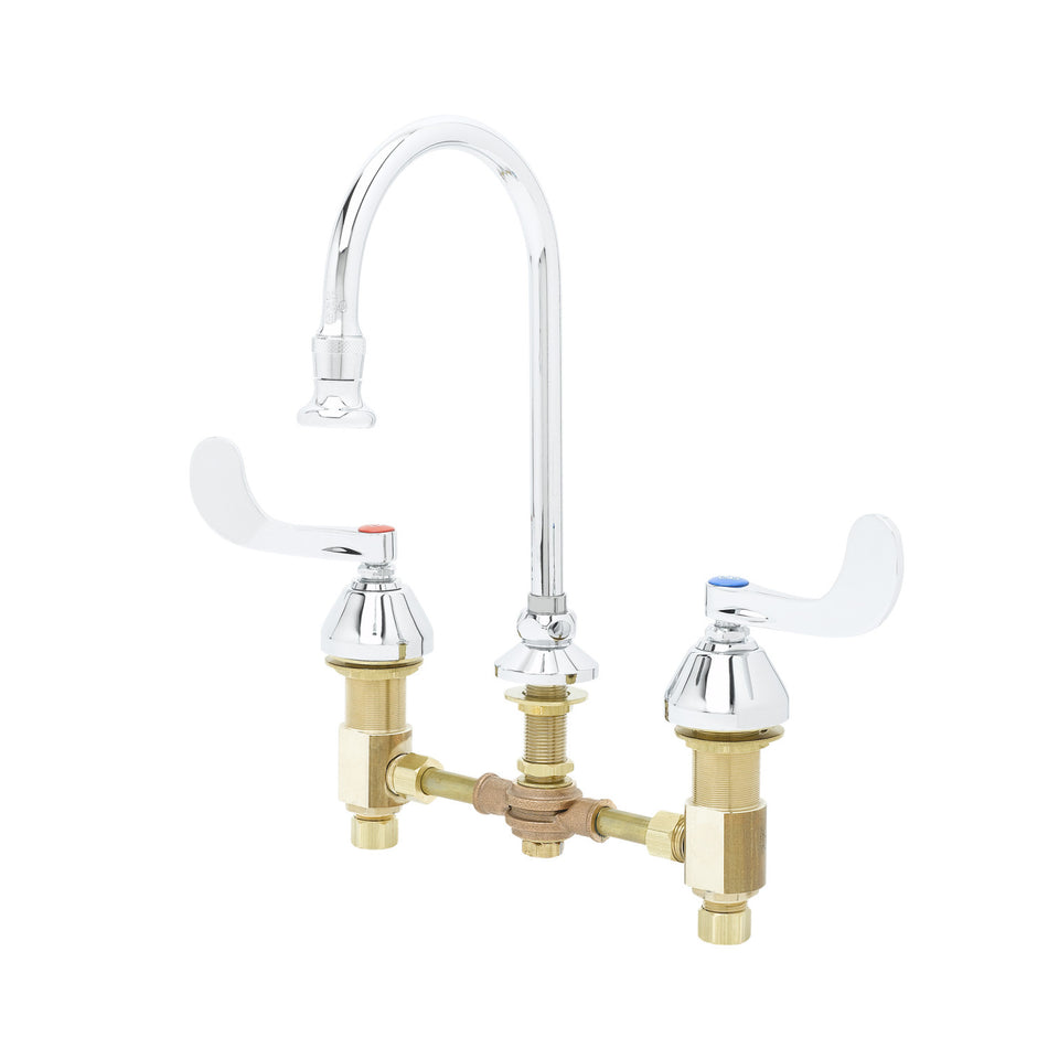 Concealed Widespread Faucet, 8" Adjustable Centers, 6" Rigid/Swivel GN, 1.2 GPM Rosespray Quarter-Turn Cartridges