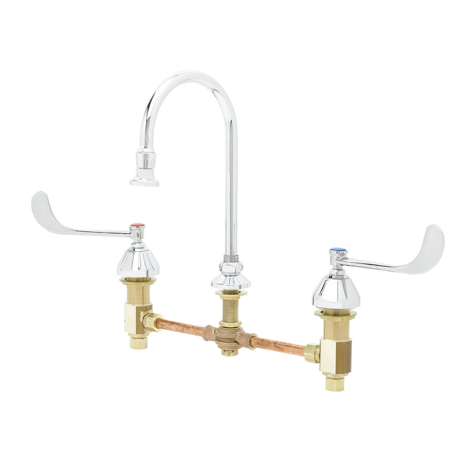 Medical Faucet, Concealed Body, 12" Centers, Wrist Handles, Swivel/Rigid GN w/Rosespray