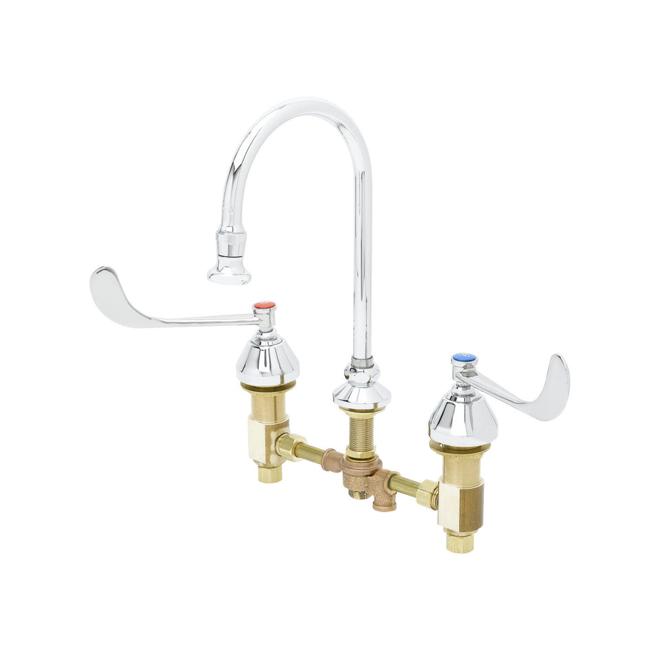 Medical Faucet, Conceal Body, Wrist Handle, Pedal Valve Inlet, Swivel/Rigid GN, Rosespray