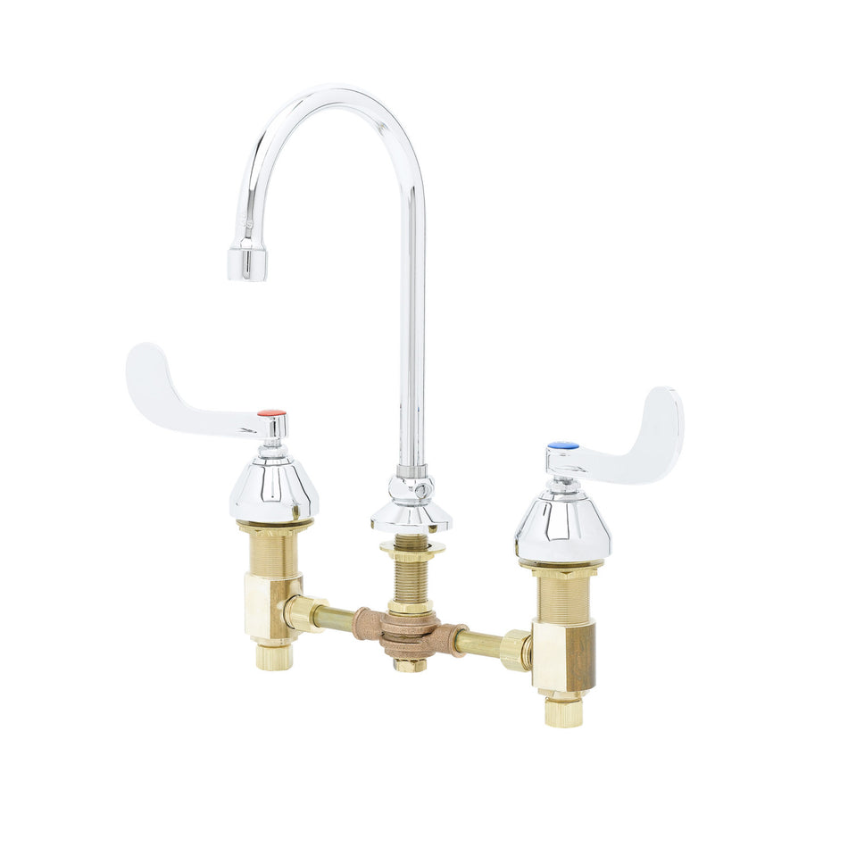 Medical Faucet, Concealed Body, 8" Centers, 4" Handles, Rigid/Swivel GN, 1.5 GPM Aerator