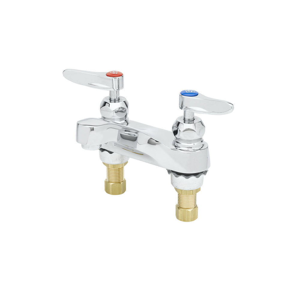 Lavatory Faucet, 4" Deck Mount, Ceramas, 0.5 GPM Non-Aerated Outlet, Lever Handles