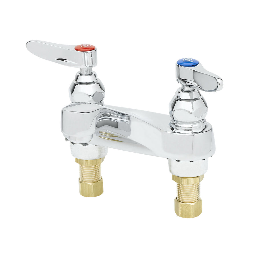 Lavatory Faucet, Deck Mount, 4" Centers, 0.5 GPM Spray Device, 1/2" NPSM Male Shanks