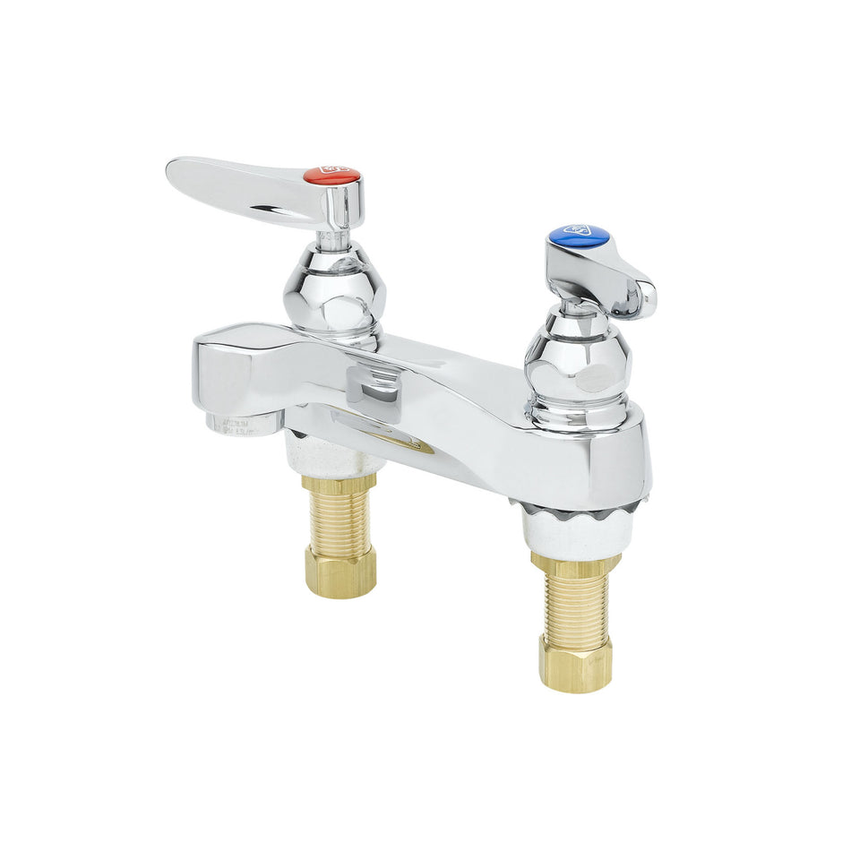 Lavatory Faucet, Deck Mount, 4" Centers, Aerator, 1/2" NPSM Male Shanks, Vandal Resistant