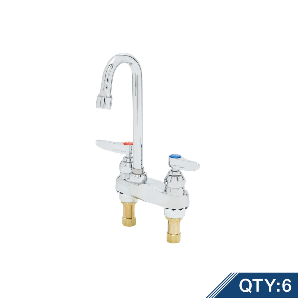 Lavatory Faucet, Deck Mount, 4" Centers, Rigid Gooseneck, Aerator (Qty. 6)
