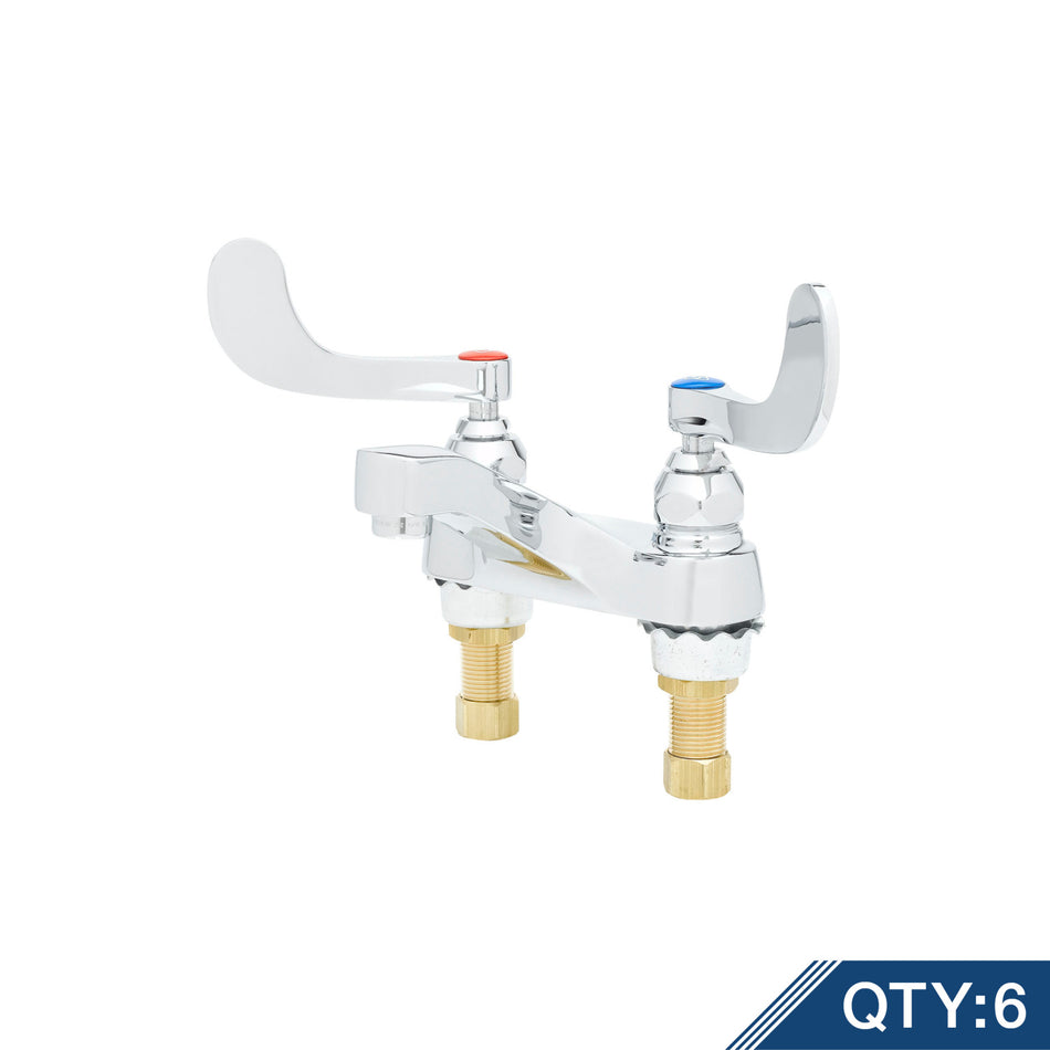 Medical Faucet, Deck Mount, Cast Basin Spout, Aerator, 4" Wrist Action Handles (Qty. 6)