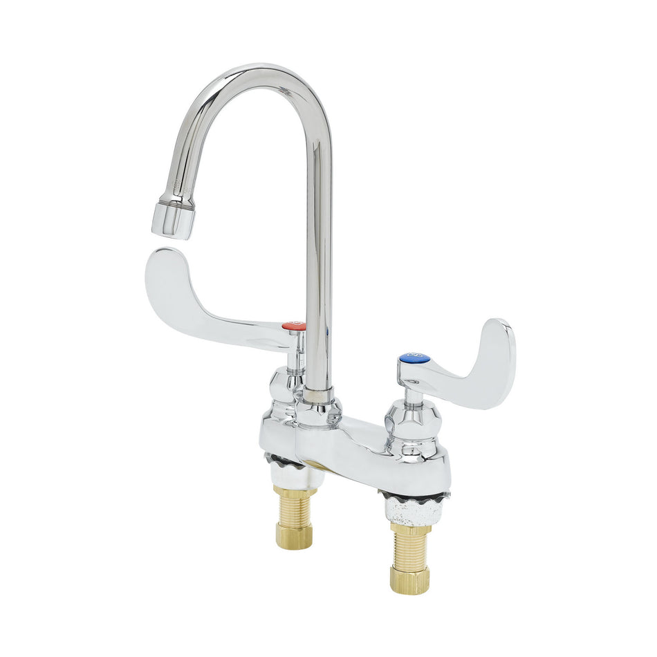 4" Centerset Faucet, Gooseneck, Ceramas, 4" Wrist Handles w/ VR Screws, 2.2 GPM Aerator